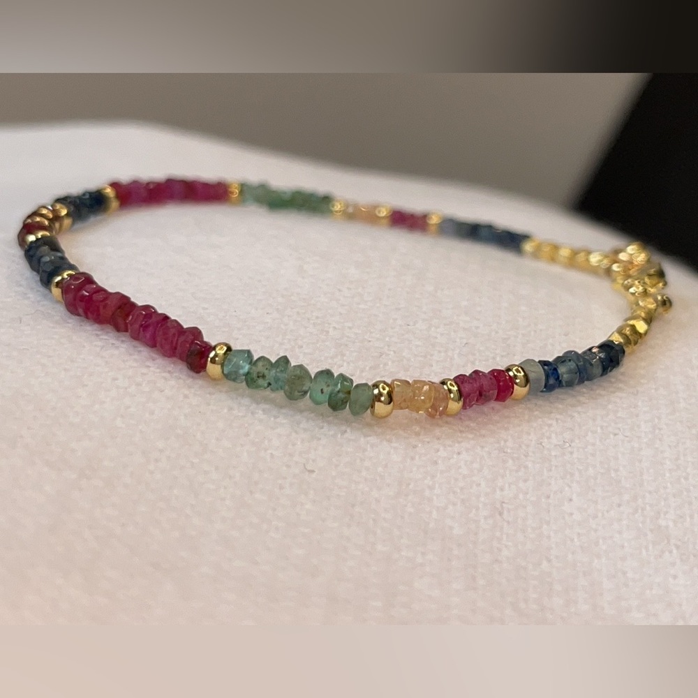 Ruby Multi Sapphire Dainty Gemstone Bracelet - image 5